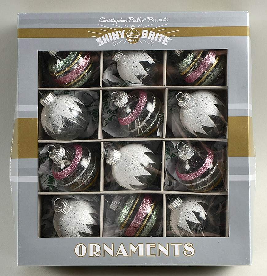Shiny Brite Ornaments Pink/Silver Balls - Boxed by Christopher Radko-1