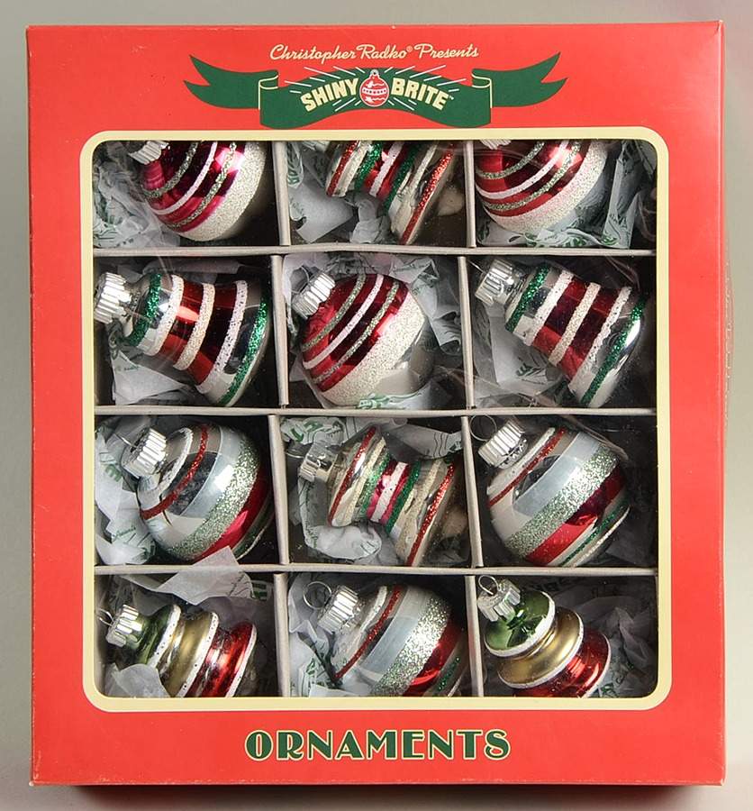 Shiny Brite Ornaments Multi Shape Striped Orn - Boxed by Christopher Radko-1