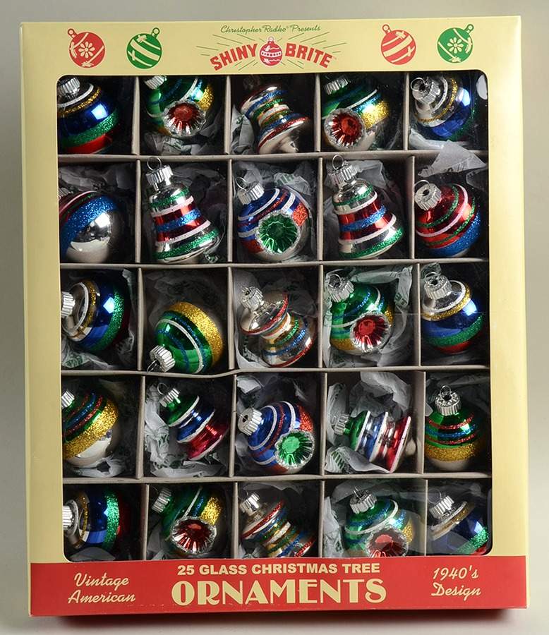 Shiny Brite Ornaments Multi Shape Stripes - Boxed by Christopher Radko-1