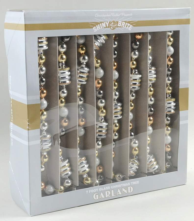Shiny Brite Ornaments 7' Garland Gold/Silver - With Box by Christopher Radko-1