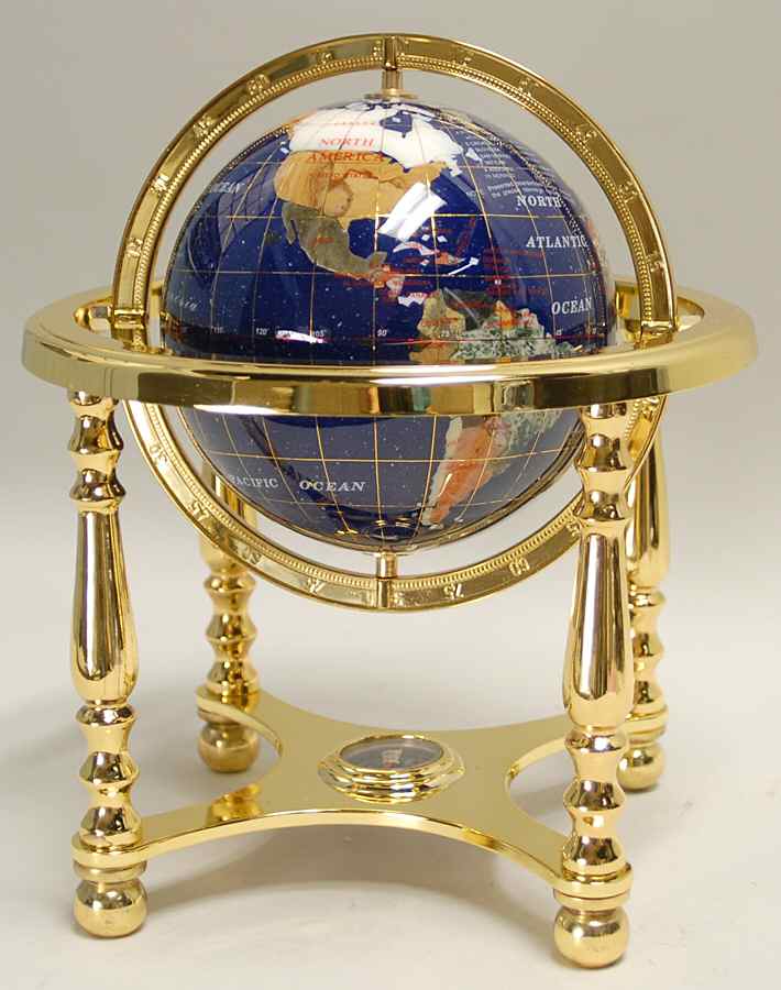 Replogle Globes Blue Lapis-Gemstone Desk Globe - With Box by Replogle Globe-1