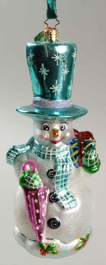 Snowmen Frosty Aqua Top - No Box by Christopher Radko-1