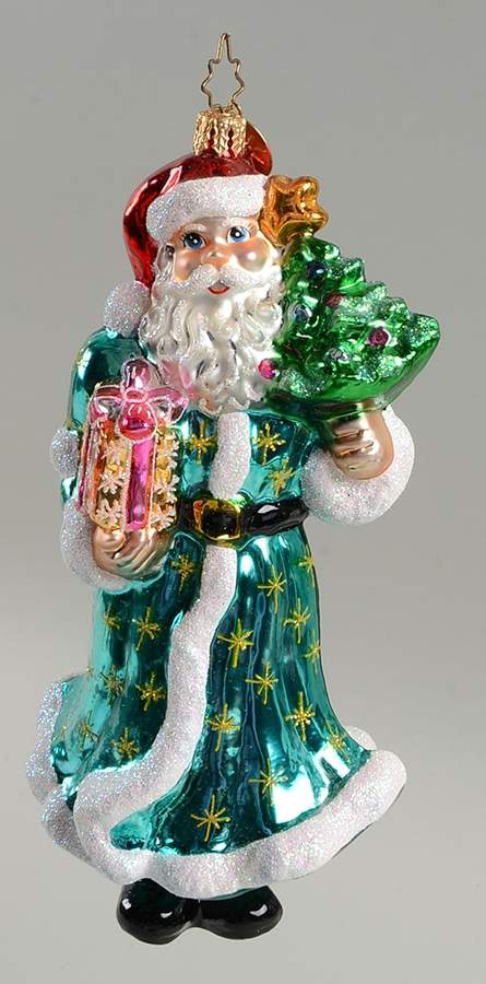 Santa with Pinecones-Trees Aqua Nick - No Box by Christopher Radko-1