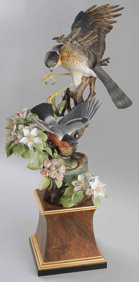 James Alder Figurines Sparrowhawk & Bullfinch - With Box by Royal Worcester-1