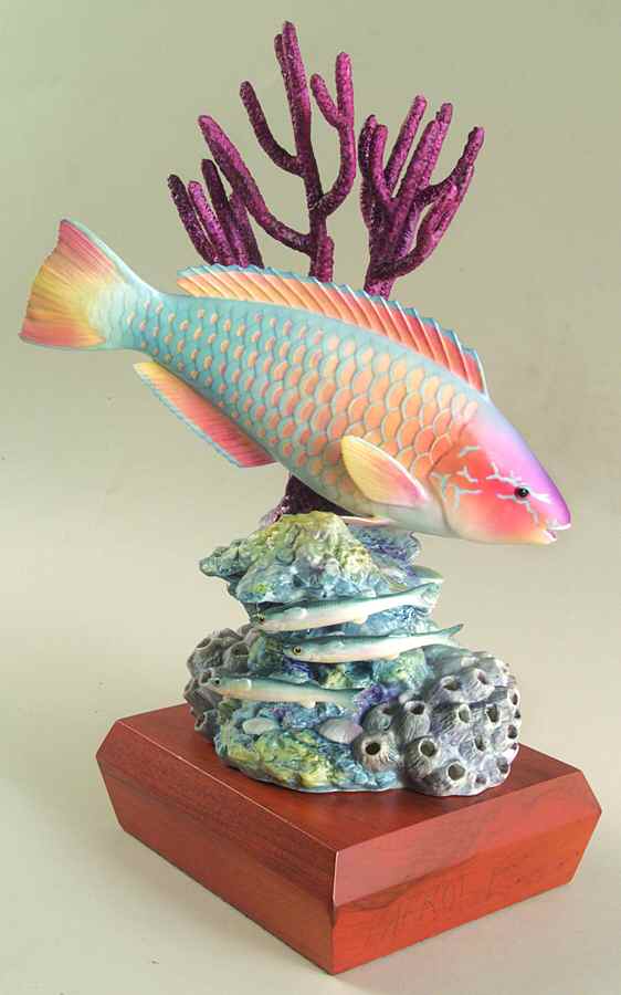 Tropical Fish-Large Rainbow Parrot Fish - No Box by Royal Worcester-1