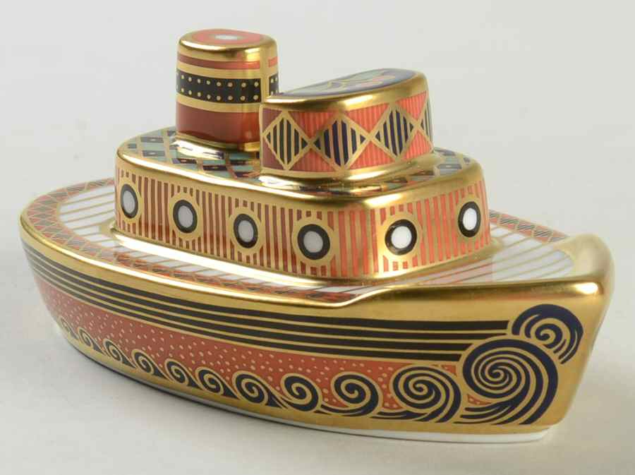 Treasures of Childhood Tugboat - Boxed by Royal Crown Derby-1