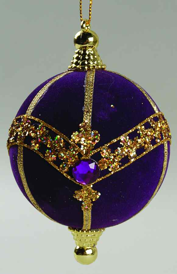 Grandeur Purple Velvet Jeweled Ornament - No Box by Roman-1