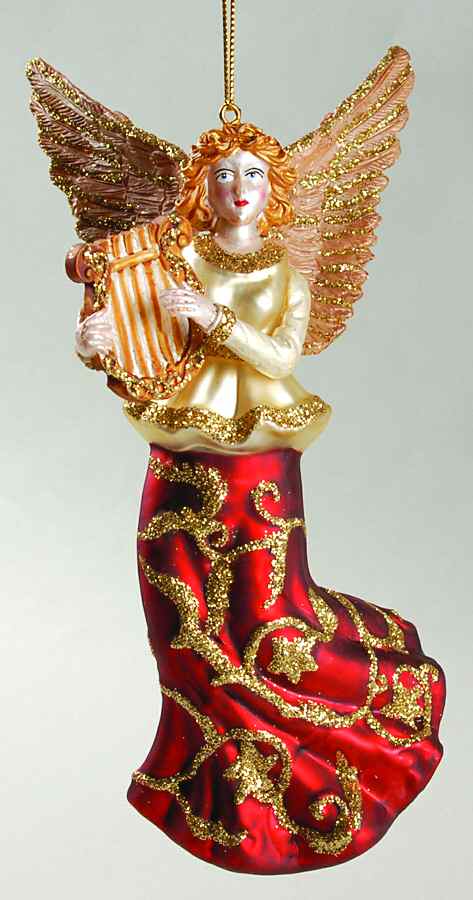 Grandeur Angel With Harp-Blown Glass - No Box by Roman-1