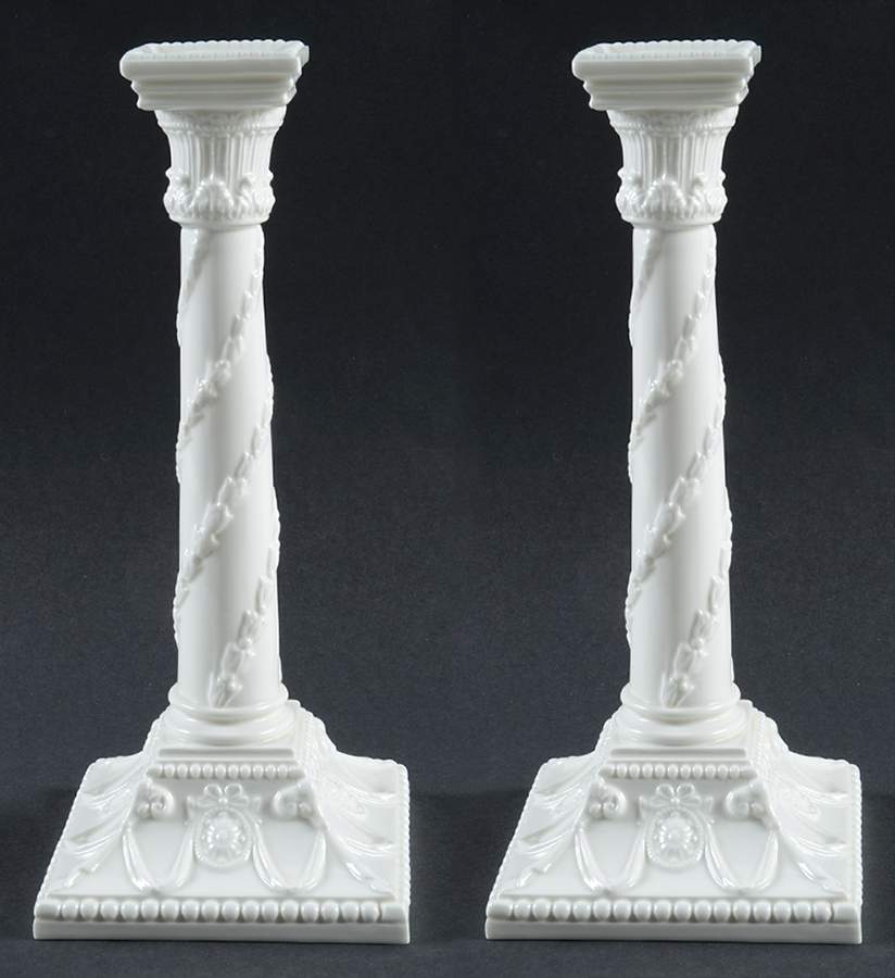 Whiteware Candlestick - Pair - No Box by Royal Worcester-1