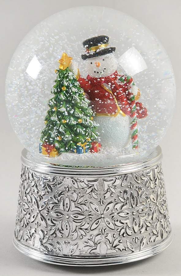 Christmas Snowglobes Vintage Snowman-Deck The Halls - No Box by Reed & Barton-1
