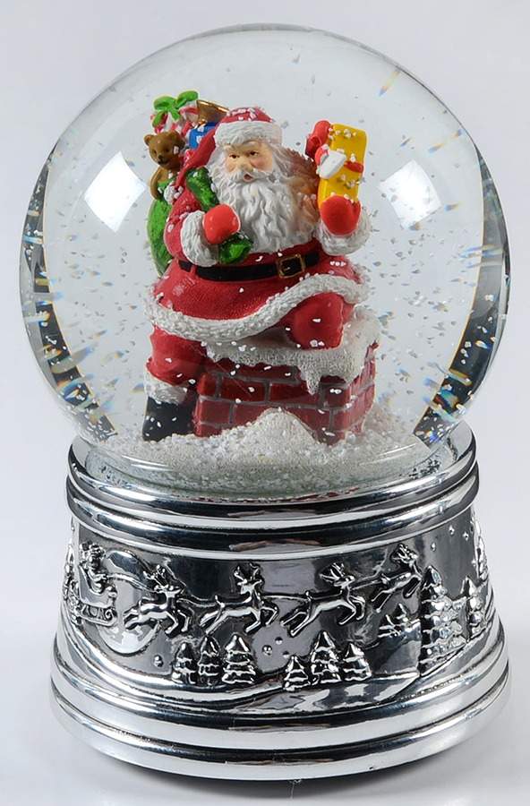 Christmas Snowglobes Santa-Up On The Housetop - Boxed by Reed & Barton-1