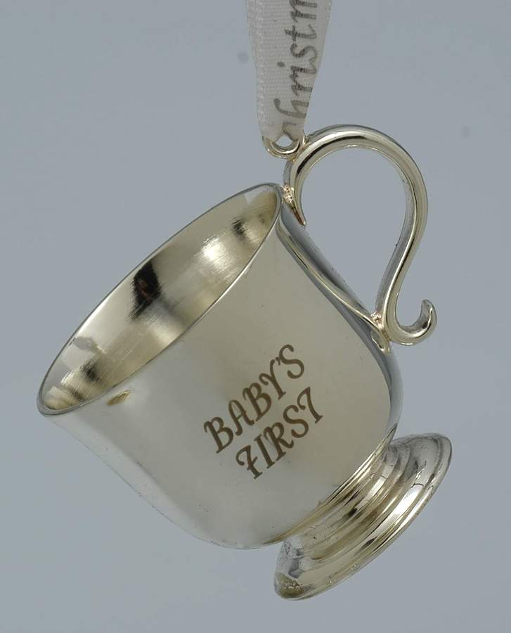 Williamsburg Silverplate Ornament Baby's First Cup 2014 - Boxed by Reed & Barton-1