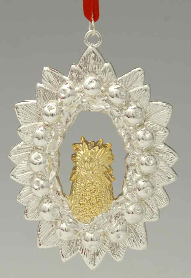 Williamsburg Silverplate Ornament Pineapple Wreath - Boxed by Reed & Barton-1