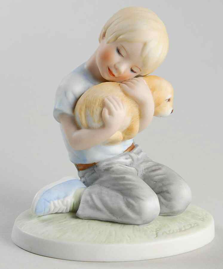 For a Mother's Love Boy Sitting Holding Dog - No Box by Roman-1