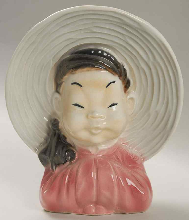 Royal Copley Head Vases Asian Boy W/Red Shirt - No Box by Royal Copley-1