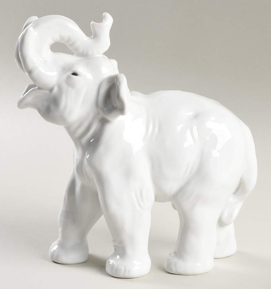 Royal Whites Collection Elephant -Trunk Raised - Boxed by Royal Copenhagen-1