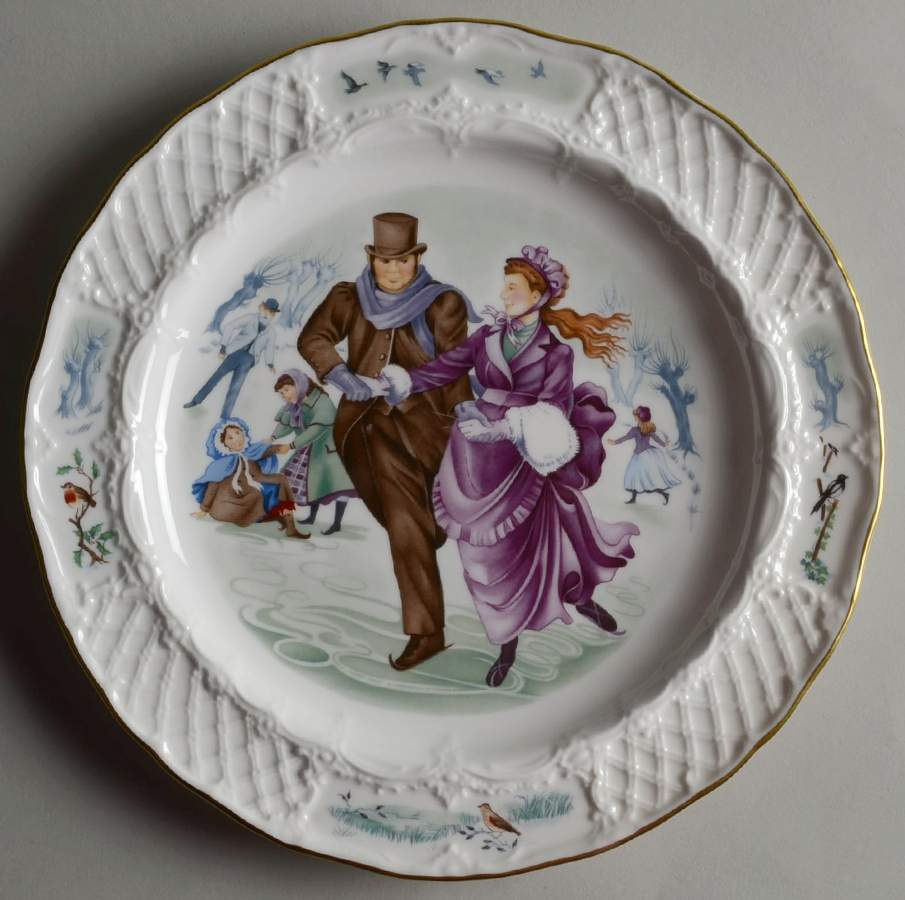 Christmas in the Country Skating - No Box Nb1983 by Royal Worcester-1