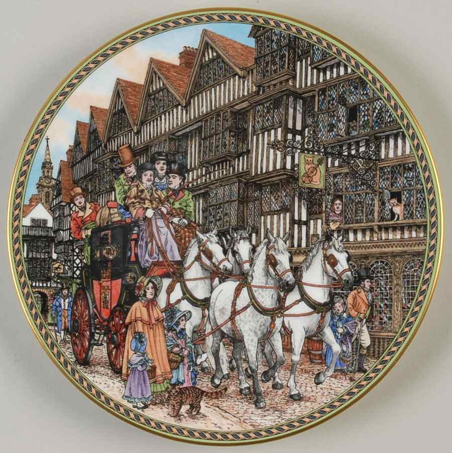 Coaching Inns The Cat And The Fiddle - With Box by Royal Worcester-1