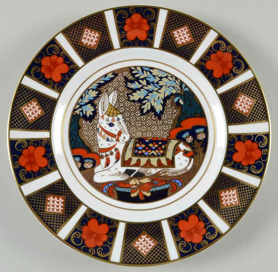 Imari Paperweight Plate-Groviers of Sidmouth Thistle - Boxed by Royal Crown Derby-1