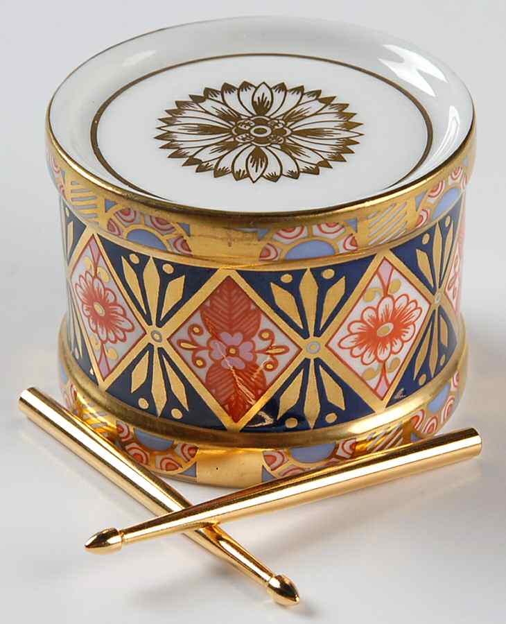 Imari Miniatures Toy Drum W/Sticks - Boxed by Royal Crown Derby-1