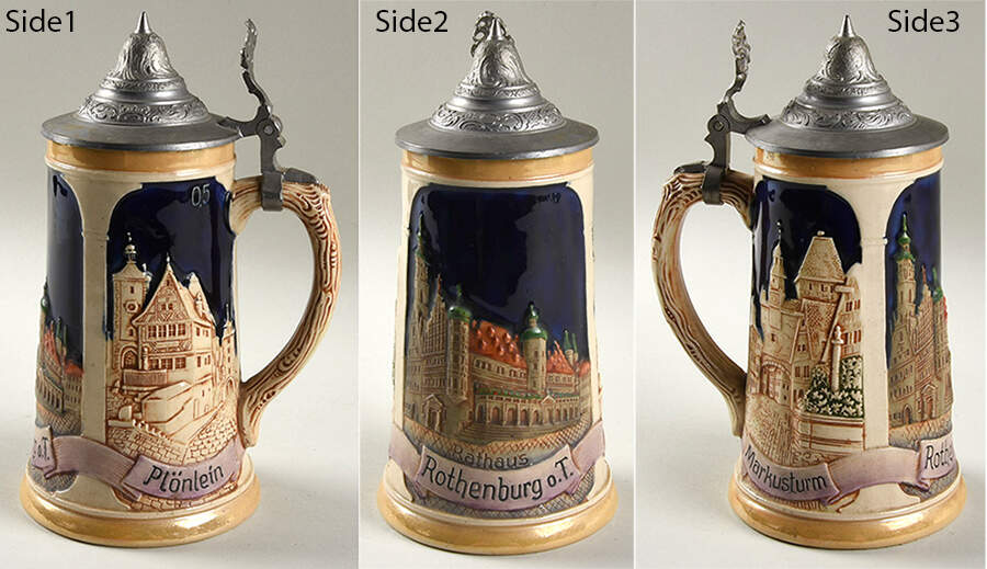 German Steins & Cups Rothenburg,Plonlein,Markusturm - No Box by Reinhold Merkelbach-1
