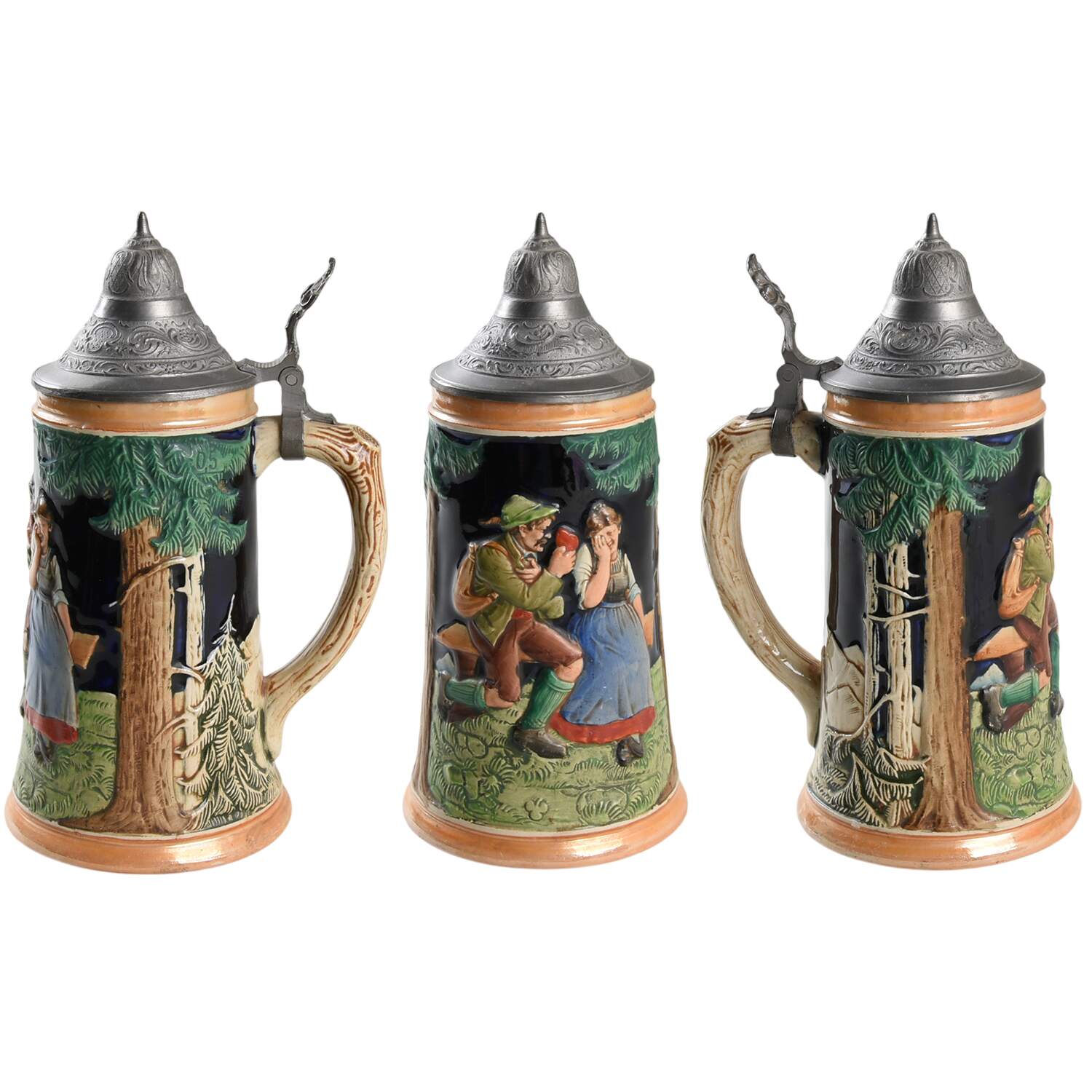 German Steins & Cups Courting Couple - No Box by Reinhold Merkelbach-1