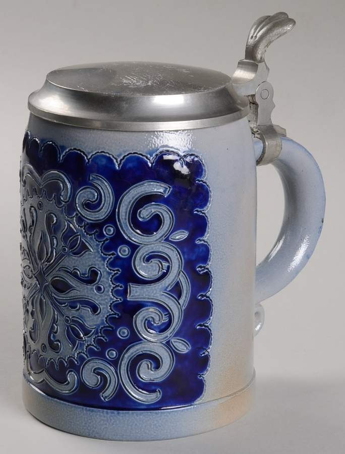 German Steins & Cups Cobalt Flower-Saltglaze - No Box by Reinhold Merkelbach-1