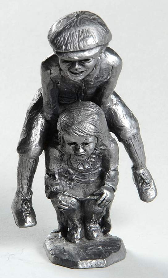 Century Park Groupings Boy&Girl Playing Leapfrog - No Box by Ricker Bartlett Casting Studio-1