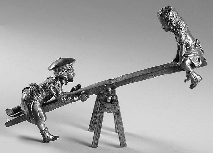 City Park Grouping Seesaw, Two Girls - No Box by Ricker Bartlett Casting Studio-1