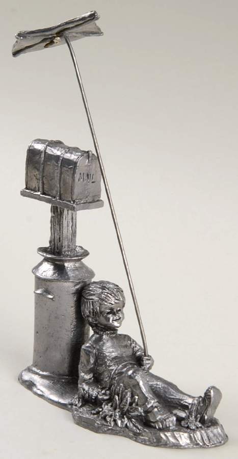 Pewter Figurines Little Al With Kite & Mailbox - No Box by Ricker Bartlett Casting Studio-1