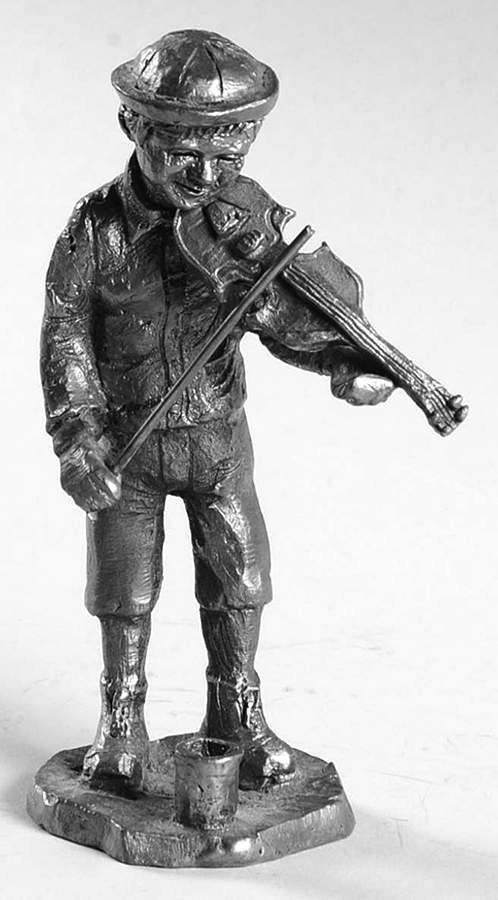 Pewter Figurines Boy With Violin & Cup - No Box by Ricker Bartlett Casting Studio-1