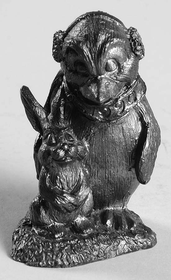 Pewter Figurines Ray&Cheryl Penguin&Rabbit - No Box by Ricker Bartlett Casting Studio-1
