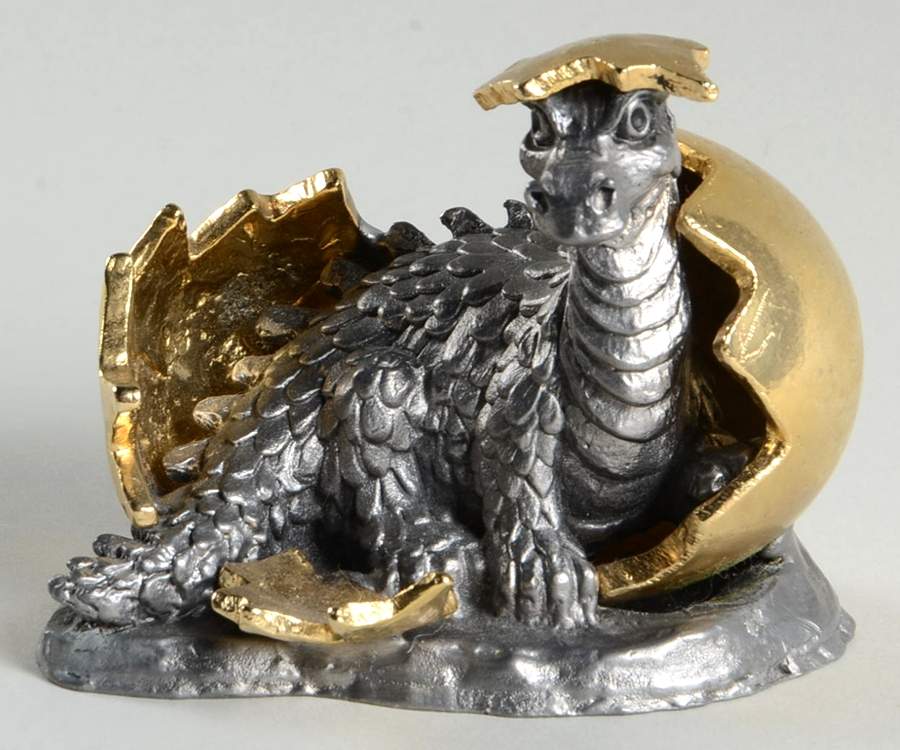 Pewter Figurines Dragon Newborn,Sandy - No Box by Ricker Bartlett Casting Studio-1