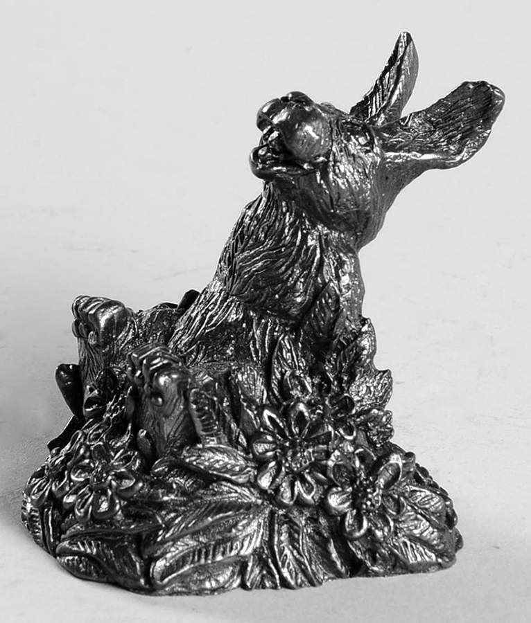 Pewter Figurines 1 Rabbit Sitting In Flowers,Ty - No Box by Ricker Bartlett Casting Studio-1