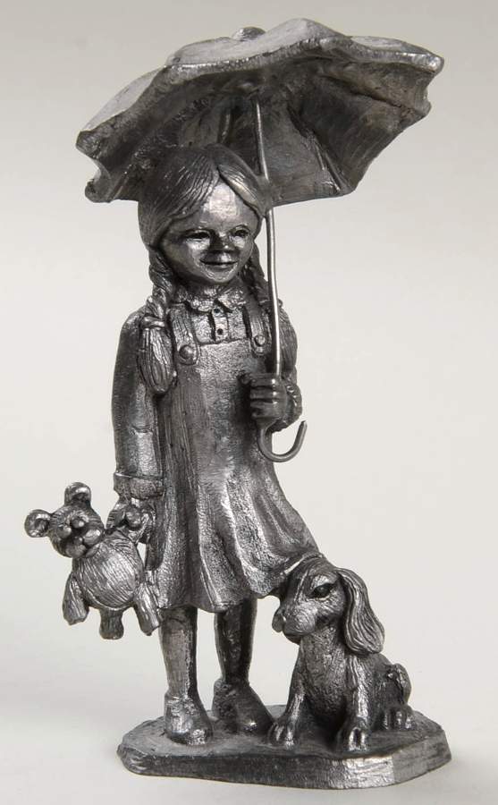 Pewter Figurines Myra With Umbrella&Teddy - No Box by Ricker Bartlett Casting Studio-1