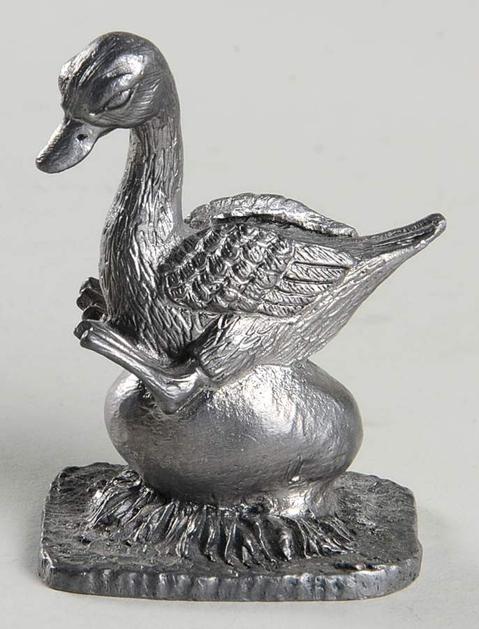 Pewter Figurines Duck Sitting On Egg In Nest - No Box by Ricker Bartlett Casting Studio-1