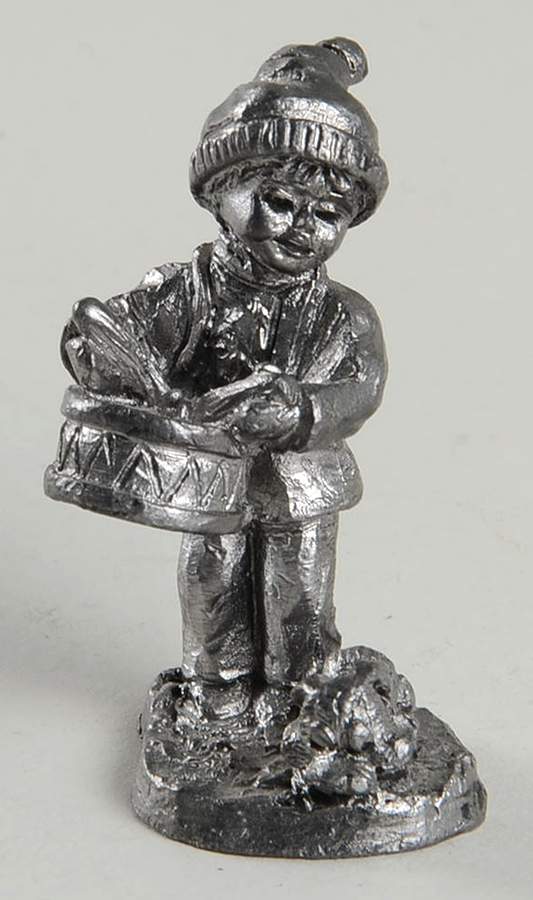 Pewter Figurines Boy Playing Drum For Rabbit - No Box by Ricker Bartlett Casting Studio-1