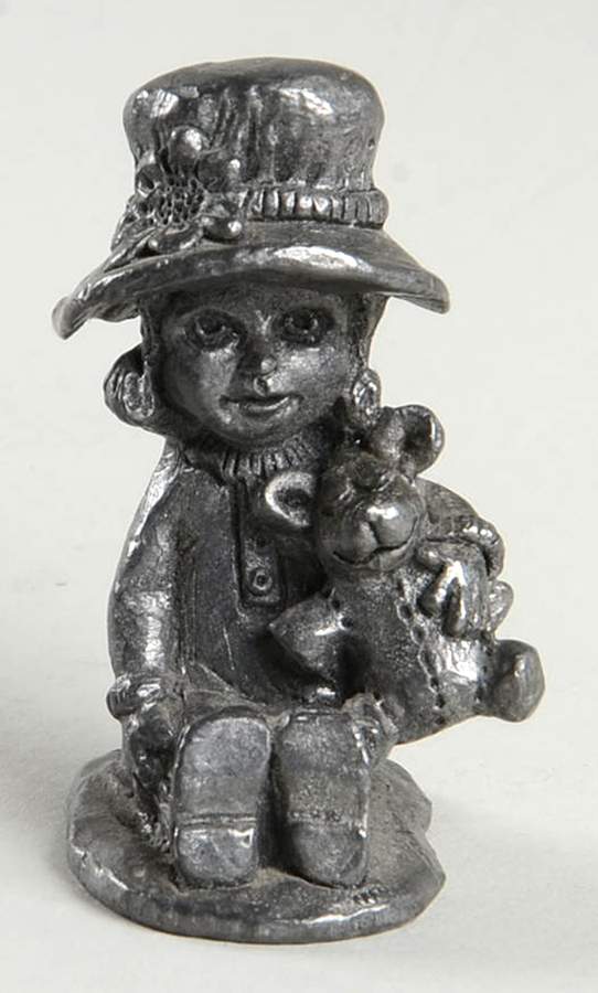 Pewter Figurines Young Girl With Bear - No Box by Ricker Bartlett Casting Studio-1