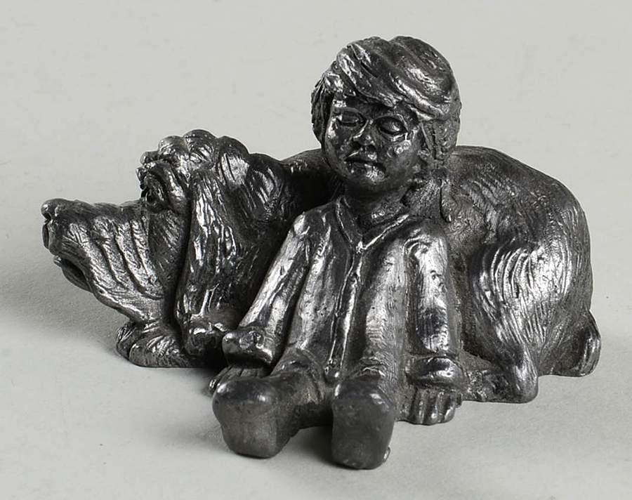 Pewter Figurines Boy With Hound Dog - No Box by Ricker Bartlett Casting Studio-1