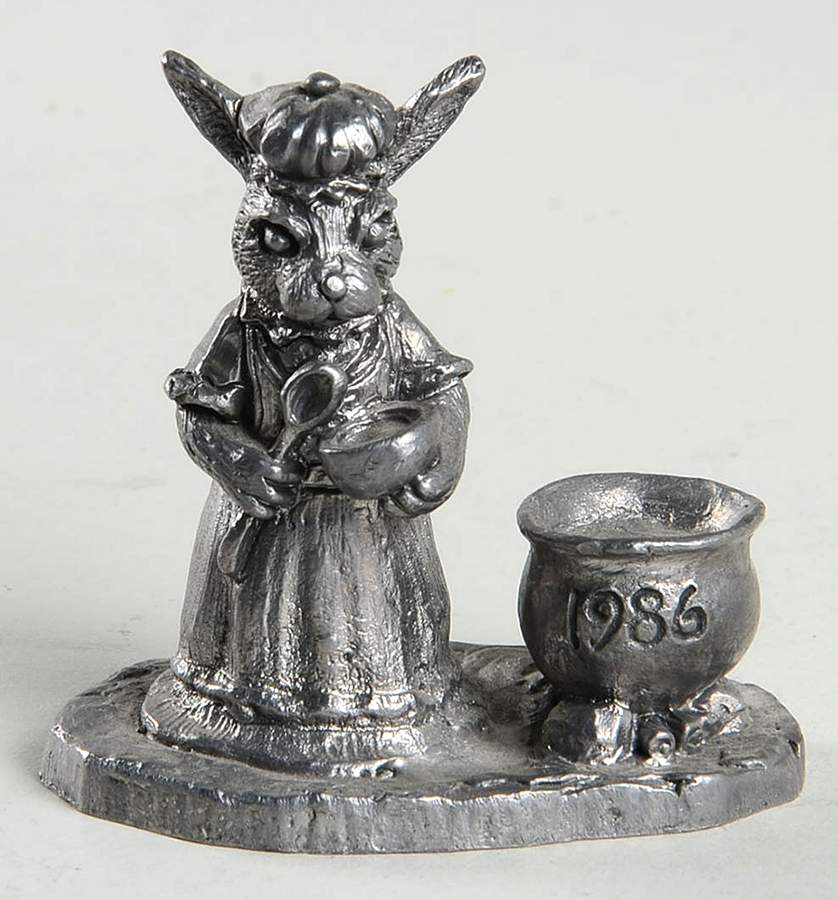 Pewter Figurines Mary Gretchen Rabbit W/Cooking Pot - No Box by Ricker Bartlett Casting Studio-1