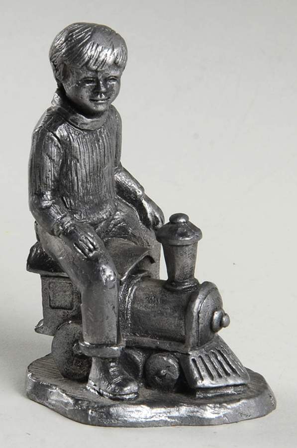 Pewter Figurines Boy On Train - No Box by Ricker Bartlett Casting Studio-1