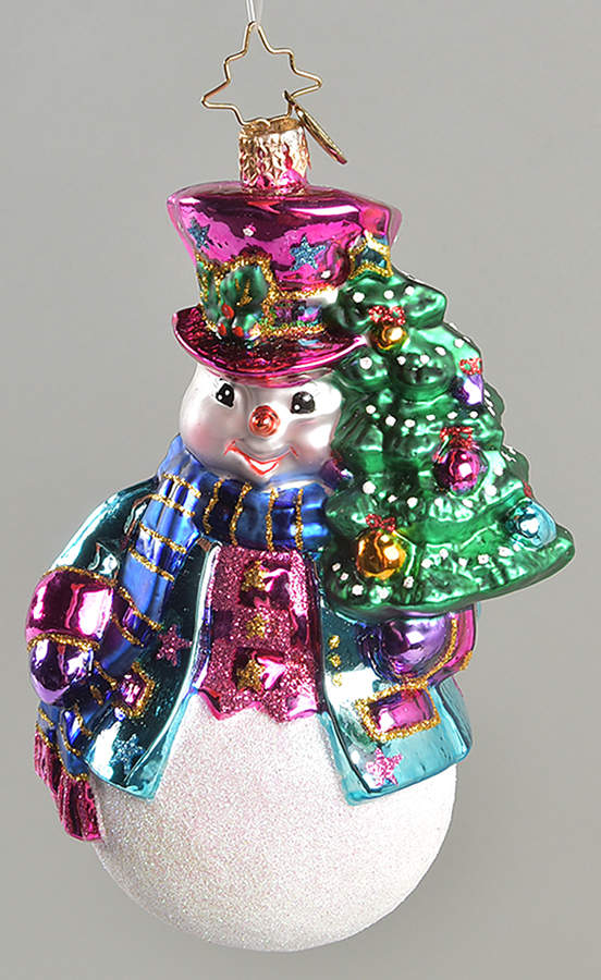 2013 Christopher Radko Ornaments Snazzy Snowmanf-Blue Coat With Tree - No Box by Christopher Radko-1