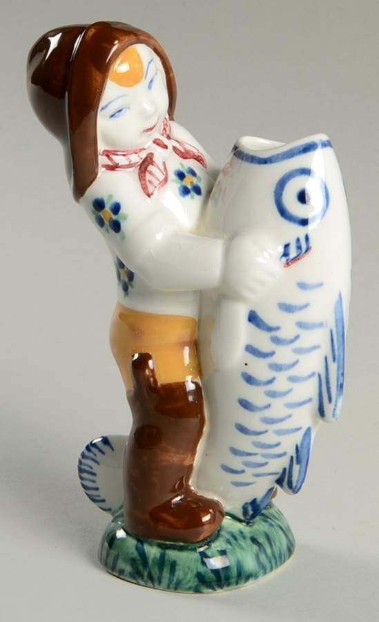 Childerns Welfare Boy From Skovshoved-Holding Fish - Boxed by Royal Copenhagen-1