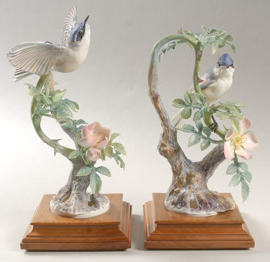 Doughty British Birds Lesser Whitethroats-Pair - Boxed by Royal Worcester-1