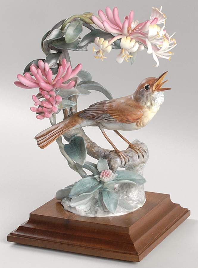 Doughty British Birds Nightingale & Honeysuckle - Boxed by Royal Worcester-1