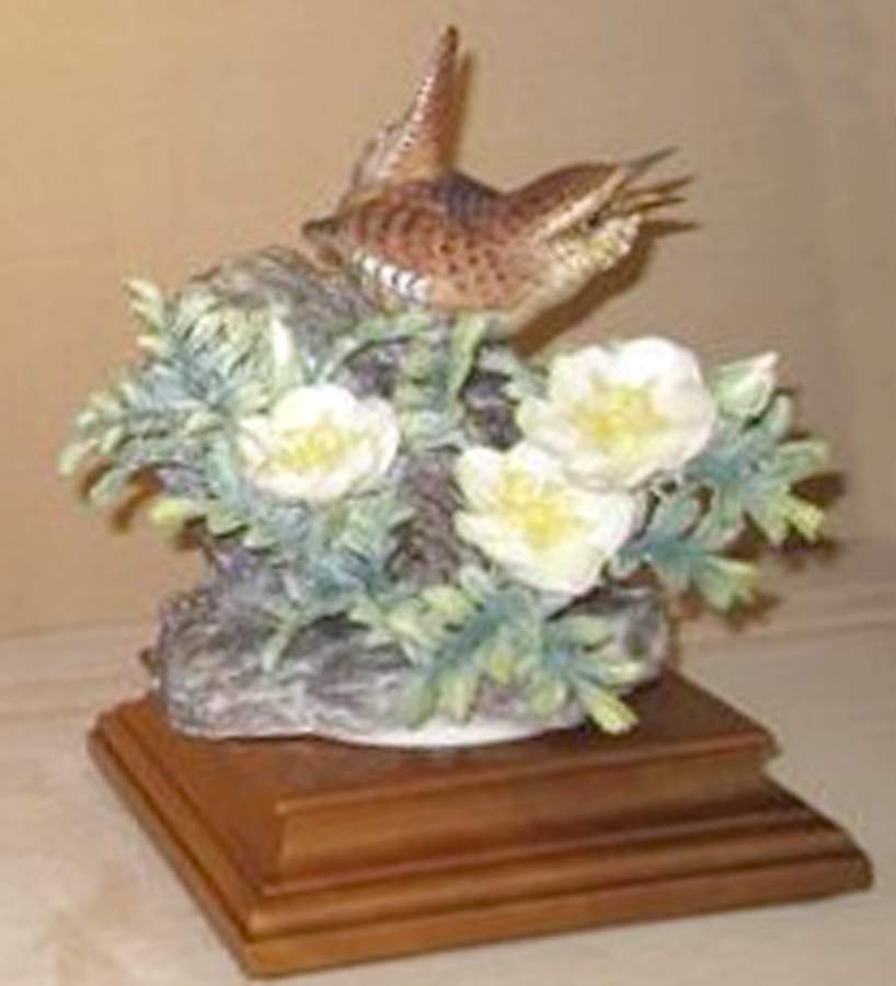 Doughty British Birds Cock-Wren & Burnet Rose - Boxed by Royal Worcester-1