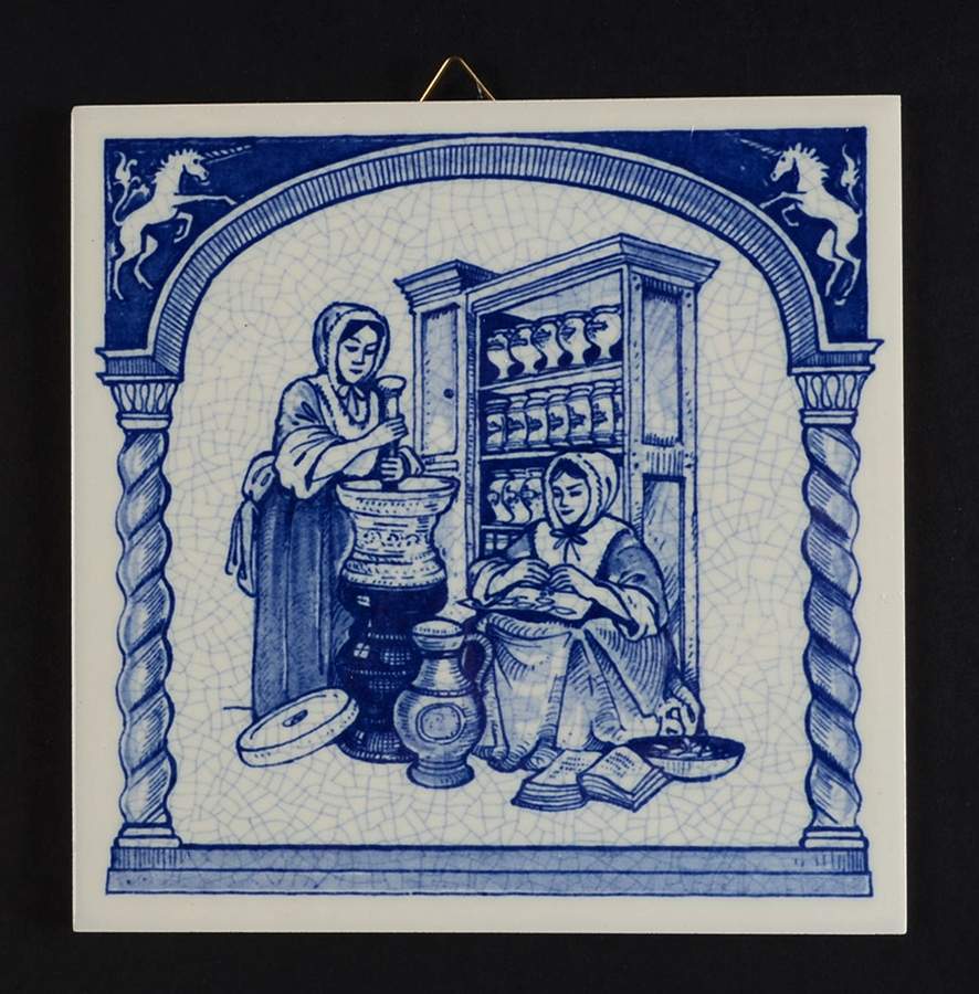Apothecary Tiles Women Pharmacists - Boxed by Royal Delft-1