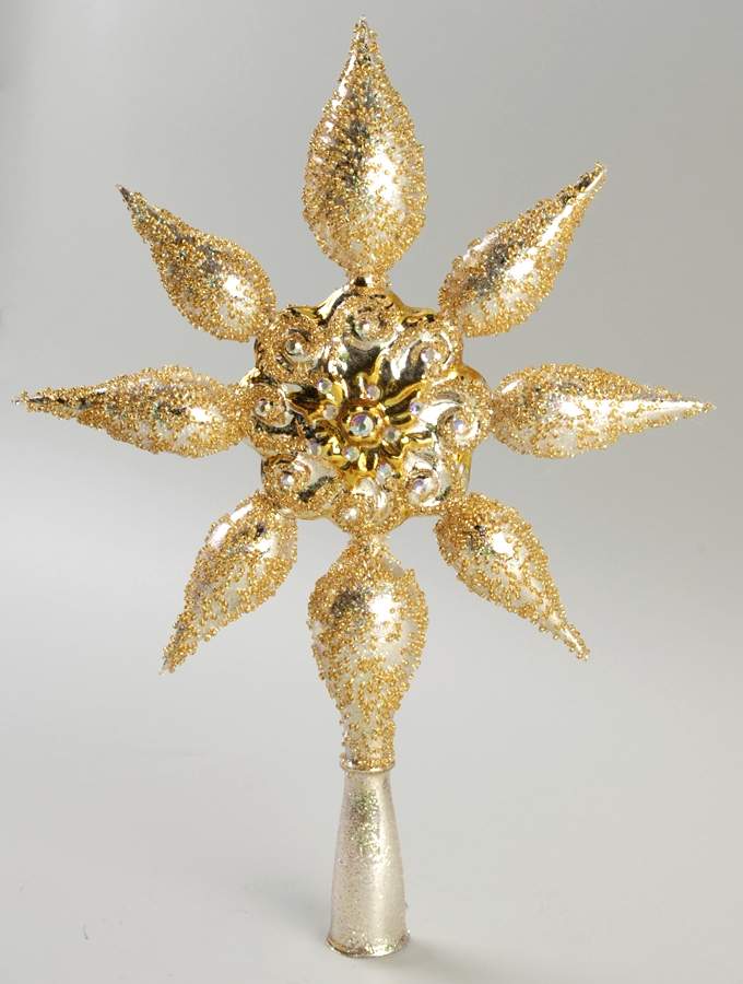 Finials-Treetoppers Star Studded Finial-Gold - Boxed by Christopher Radko-1