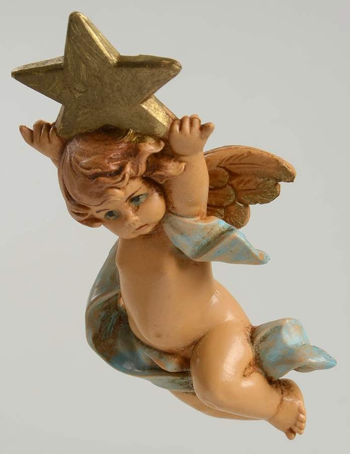 Fontanini Angel-Cherub Ornaments Angel With Star-Blue Ribbon - No Box by Roman-1