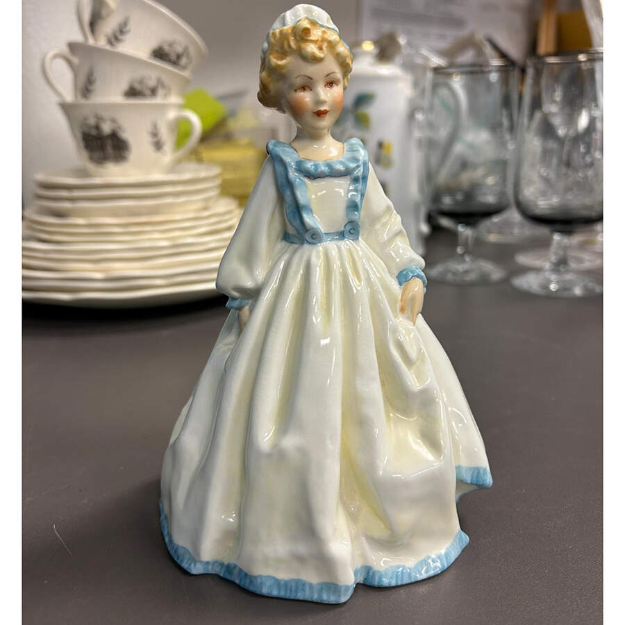 Freda Doughty Children Grandmother's Dress-Yelow/Blue - No Box by Royal Worcester-1
